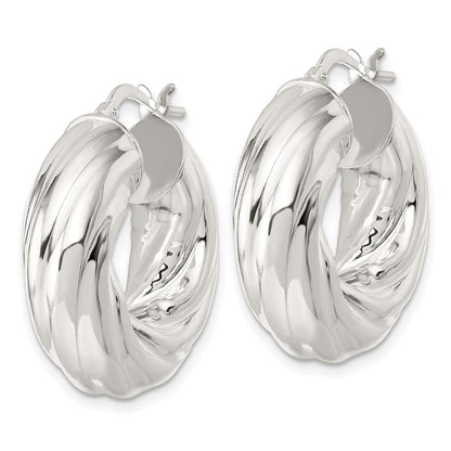 Sterling Silver Polished 8mm Twisted Tube Hoop Earrings