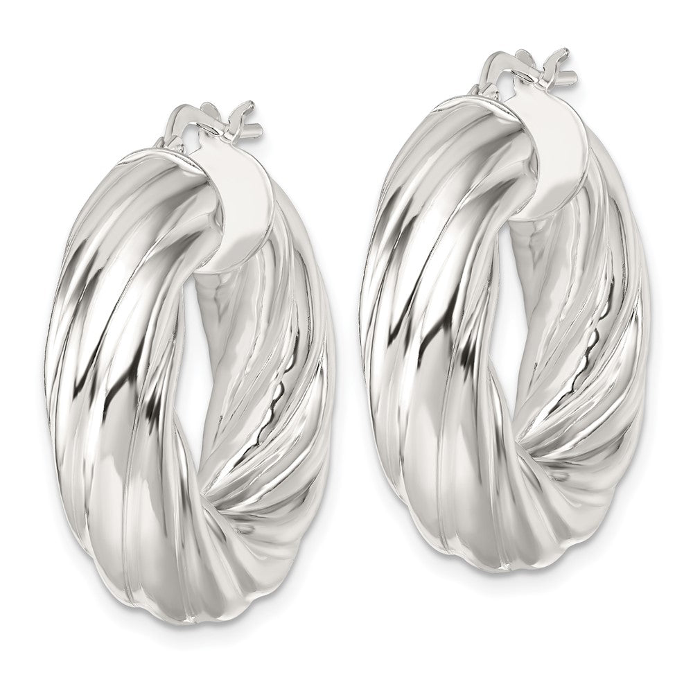 Sterling Silver Polished 8mm Twisted Tube Hoop Earrings