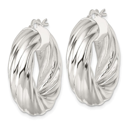 Sterling Silver Polished 8mm Twisted Tube Hoop Earrings