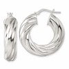 Sterling Silver Polished 8mm Twisted Tube Hoop Earrings