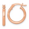Sterling Silver Rose-tone Polished 2.00mm x 15mm Round Tube Hoop Earrings