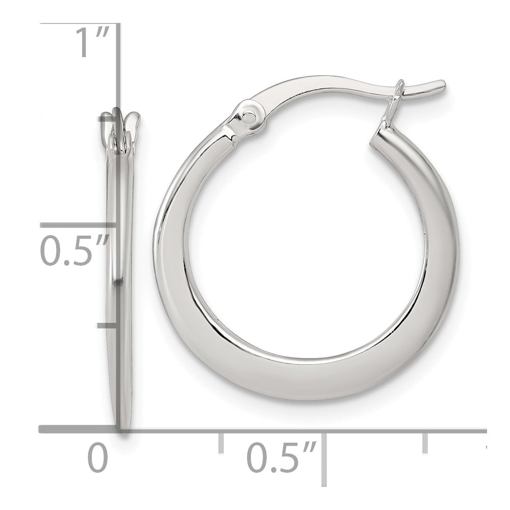 Sterling Silver Polished 20.0mm Tapered Round Hoop Earrings