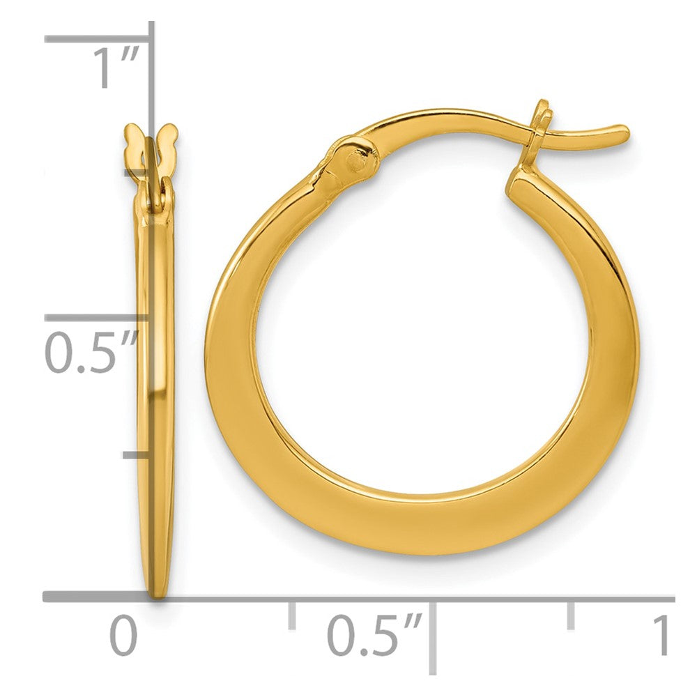 Sterling Silver Gold-tone Polished 20.0mm Tapered Round Hoop Earrings