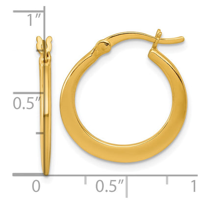 Sterling Silver Gold-tone Polished 20.0mm Tapered Round Hoop Earrings