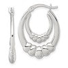 Sterling Silver Polished Scalloped Double Oval Hollow Hoop Earrings