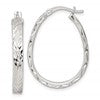 Sterling Silver Polished Diamond-cut 4.0mm Oval Hoop Earrings