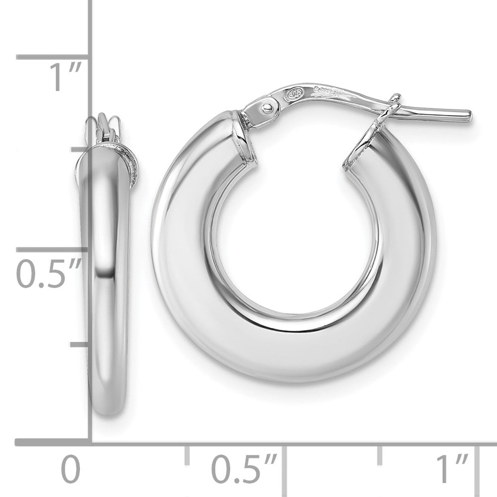 Sterling Silver Rhodium-plated Polished 3.0 x 20mm Flat Tapered Tube Hoop Earrings