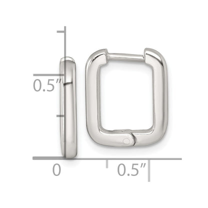 Sterling Silver Polished 2.5mm x 12mm Rectangular Hinged Hoop Earrings