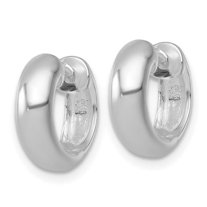 Sterling Silver Rhodium-plated Polished 5.00 x 14mm Round Hinged Hoop Earrings