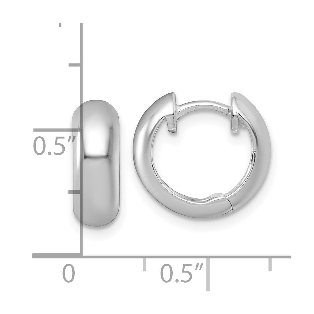 Sterling Silver Rhodium-plated Polished 5.00 x 14mm Round Hinged Hoop Earrings