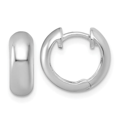 Sterling Silver Rhodium-plated Polished 5.00 x 14mm Round Hinged Hoop Earrings