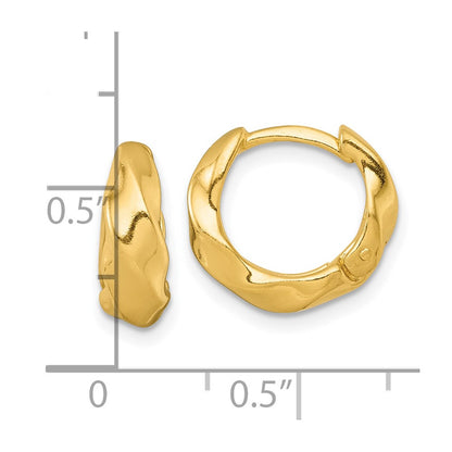 Sterling Silver Gold-tone Polished Twisted Tapered Round Hinged Hoop Earrings