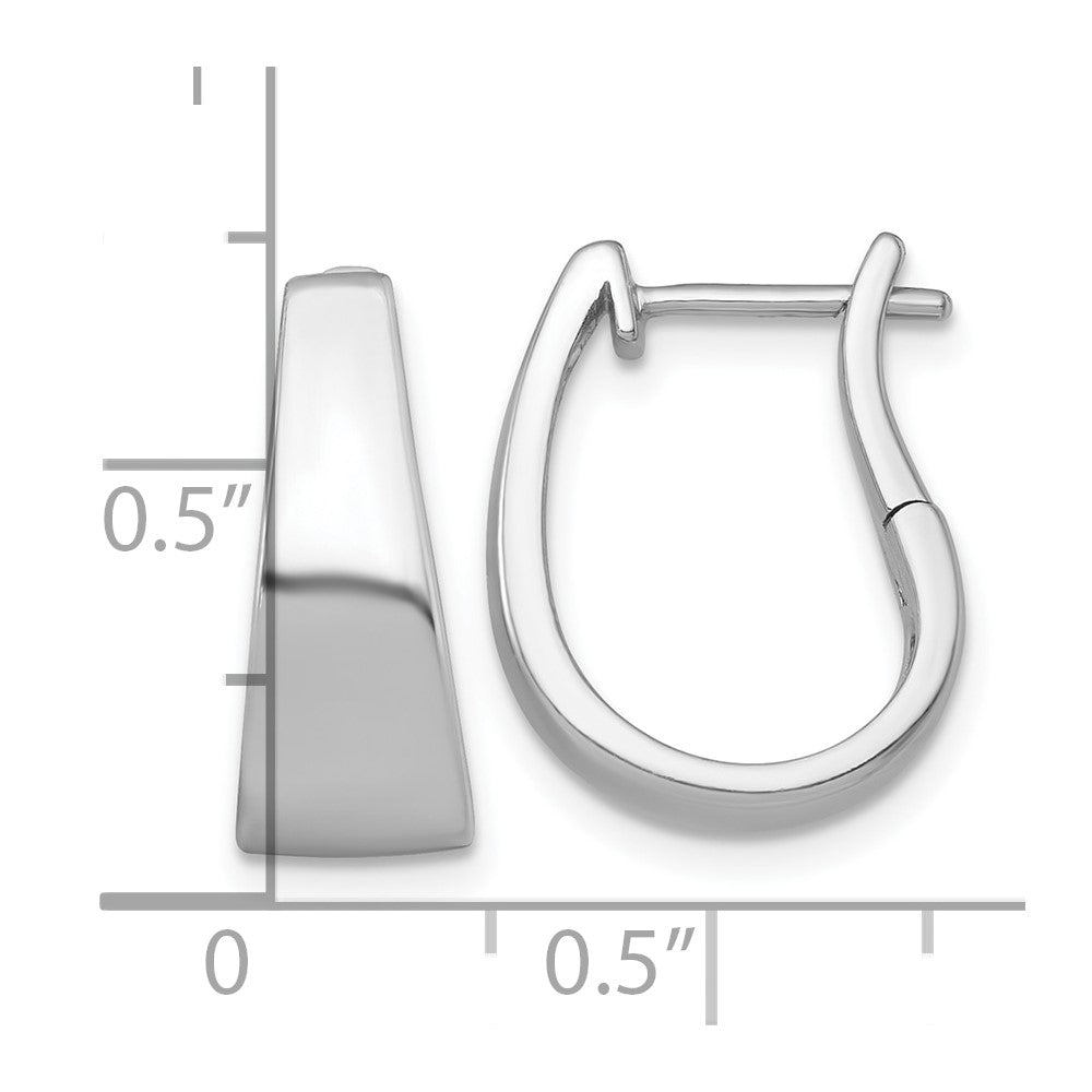 Sterling Silver Rhodium-plated Polished Tapered Hinged Hoop Earrings