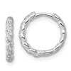 Sterling Silver Polished and Twisted 2.2mm x 12mm CZ Hinged Round Hoop Earrings