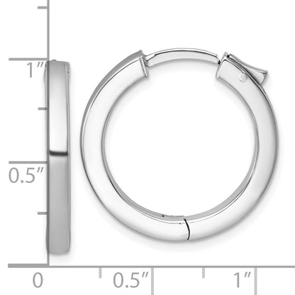 Sterling Silver Rhodium-plated Polished 3x25mm Hinged Square Tube Hoop Earrings