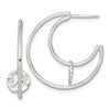 Sterling Silver Polished Textured Moveable Disc Fancy Crescent Moon C-Hoop Post Earrings
