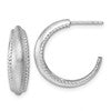 Sterling Silver Rhodium-plated Polished and Scratch Finish C-Hoop Post Earrings