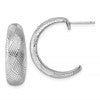 Sterling Silver Rhodium-plated Textured Woven Design Post J-Hoop Earrings