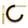 Sterling Silver Gold-tone Polished Black Enamel 18x2mm Post C-Hoop Earrings