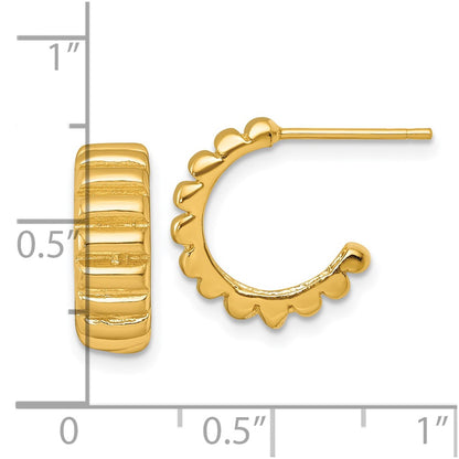 Sterling Silver Gold-tone Polished Scalloped C-Hoop Post Earrings