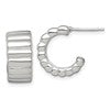 Sterling Silver Polished and Ridged 8.0mm Post C-Hoop Earrings
