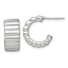 Sterling Silver Polished and Ridged 8.0mm Post C-Hoop Earrings