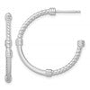 Sterling Silver Rhodium-plated Polished and Twisted 30.0mm Post C-Hoop Earrings