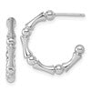 Sterling Silver Rhodium-plated Polished Patterned 3mm x 17mm Post C-Hoop Earrings