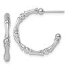 Sterling Silver Rhodium-plated Polished Patterned 3mm x 23mm Post C-Hoop Earrings