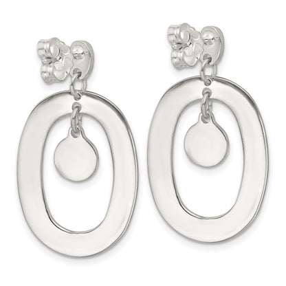 Sterling Silver Open Oval with Mother of Pearl Dangle Post Earrings