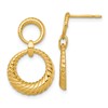 Sterling Silver Gold-tone Polished and Grooved Double Circle Doorknocker Post Dangle Earrings