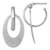 Sterling Silver Rhodium-plated Polished and Brushed Oval Dangle C-Hoop Post Earrings