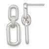 Sterling Silver Polished and Textured Fancy Rectangular Link Dangle Post Earrings
