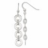Sterling Silver Polished and Textured Four Circles Dangle Shepherd Hook Earrings
