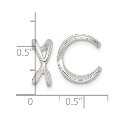 Sterling Silver Polished -X- Criss Cross Pair of Ear Cuffs