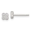 Sterling Silver Polished Textured White CZ 4.3mm Quatrefoil Post Earrings