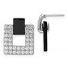 Sterling Silver Rhodium-plated Polished CZ  and Black Agate Square Dangle Mis-Matched Post Earrings