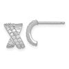 Sterling Silver Rhodium-plated Polished and Grooved -X- CZ Post Earrings