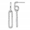 Sterling Silver Rhodium-plated CZ Polished Twisted Paper Clip Dangle Post Earrings