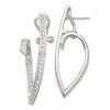 Sterling Silver Polished CZ Fancy Swirl In and Out Omega Back Post Earrings