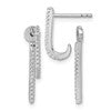 Sterling Silver Rhodium-plated CZ Front and Back Dangle J-Hoop Post Earrings