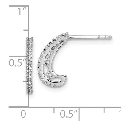 Sterling Silver Rhodium-plated CZ Polished J-Hoop Post Earrings