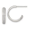 Sterling Silver Polished 16x3.5mm CZ Post C-Hoop Earrings