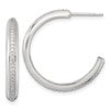 Sterling Silver Polished 26.5x3.5mm CZ Post C-Hoop Earrings