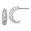 Sterling Silver Polished Pave CZ Post J-Hoop Earrings