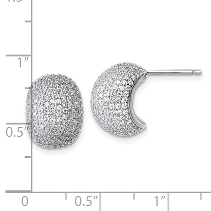 Sterling Silver Rhodium-plated CZ Pave Polished Post Earrings