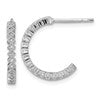 Sterling Silver Rhodium-plated CZ Polished J-Hoop Post Earrings