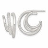 Sterling Silver Polished CZ 3-Row C-Hoop Post Earrings