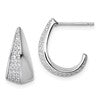 Sterling Silver Rhodium-plated CZ Polished J-Hoop Post Earrings