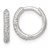 Sterling Silver Polished CZ 12mm Hinged Round Hoop Earrings